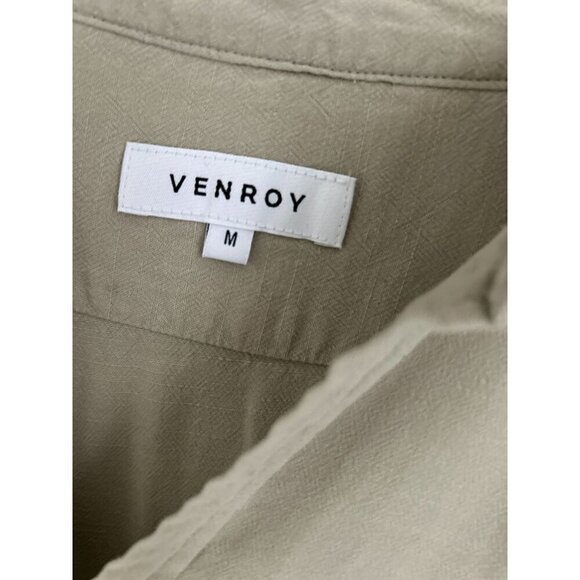 VENROY Linen Blend Button-up henley shirt tunic long sleeve pale sage  Size Med - Picture 5 of 10